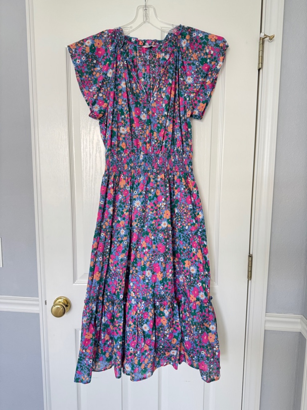 Rails Purple Floral Tiered Smocked Midi Dress - Picture 4 of 7